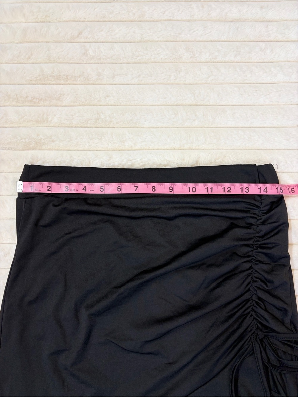 Black Ruffle Drawstring Mini Skirt - Picture 4 of 4